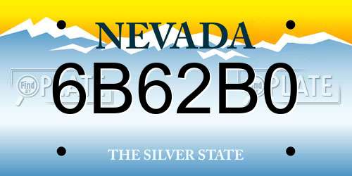 6B62B0 Nevada License Plate