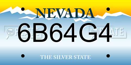 6B64G4 Nevada License Plate