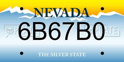 6B67B0 Nevada License Plate