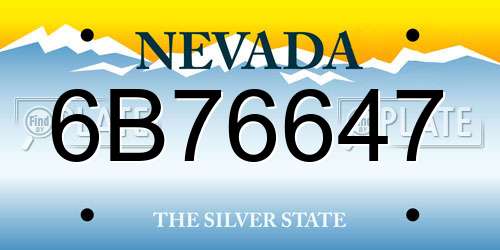 6B76647 Nevada License Plate