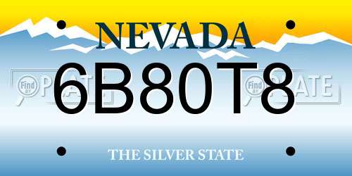 6B80T8 Nevada License Plate