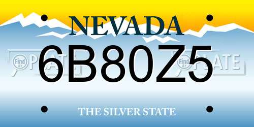6B80Z5 Nevada License Plate