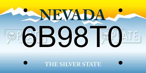 6B98T0 Nevada License Plate