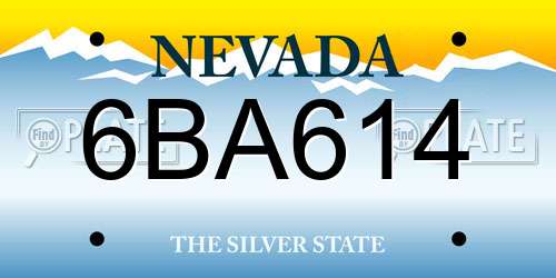 6BA614 Nevada License Plate