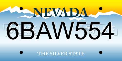6BAW554 Nevada License Plate