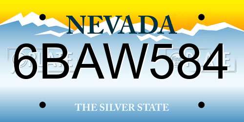 6BAW584 Nevada License Plate