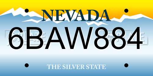 6BAW884 Nevada License Plate