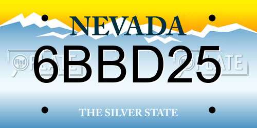 6BBD25 Nevada License Plate