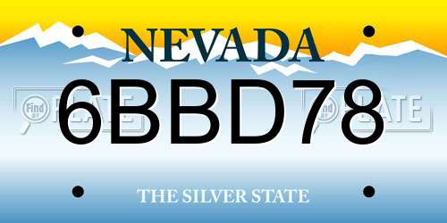 6BBD78 Nevada License Plate