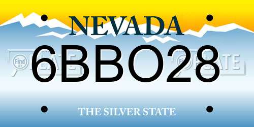 6BBO28 Nevada License Plate