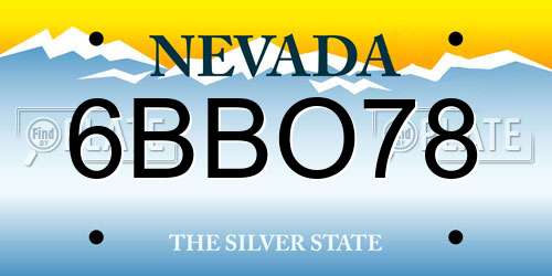 6BBO78 Nevada License Plate