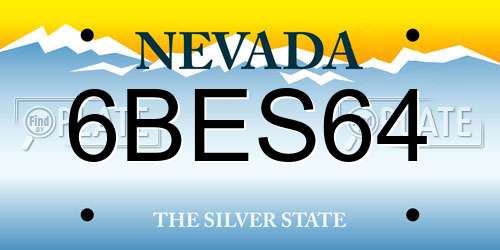 6BES64 Nevada License Plate