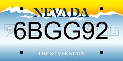 6BGG92 Nevada License Plate