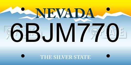 6BJM770 Nevada License Plate