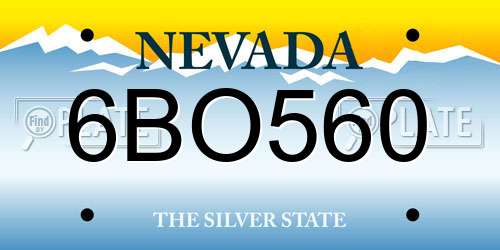 6BO560 Nevada License Plate