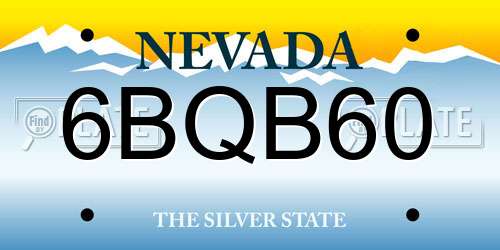 6BQB60 Nevada License Plate