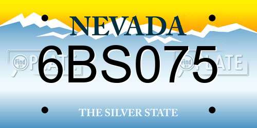 6BS075 Nevada License Plate