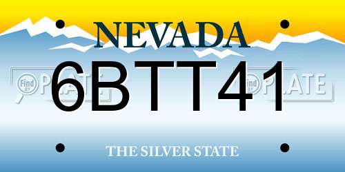 6BTT41 Nevada License Plate