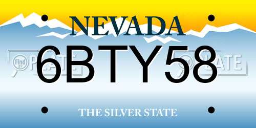6BTY58 Nevada License Plate