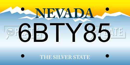 6BTY85 Nevada License Plate