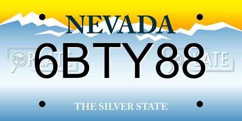 6BTY88 Nevada License Plate