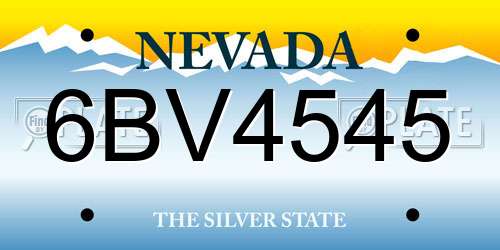 6BV4545 Nevada License Plate