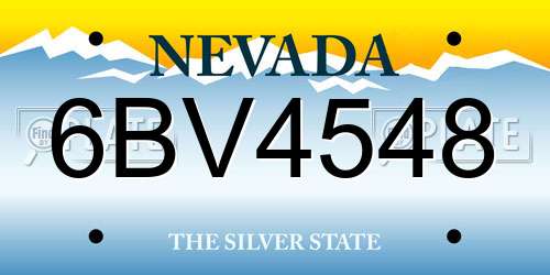 6BV4548 Nevada License Plate