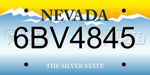 6BV4845 Nevada License Plate