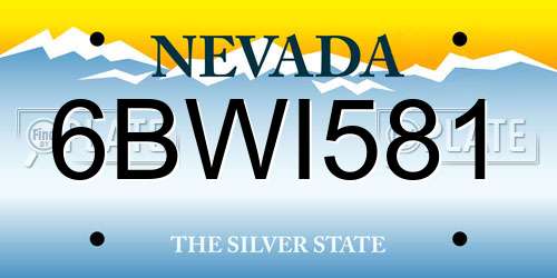 6BWI581 Nevada License Plate