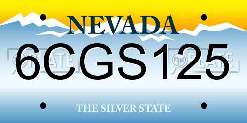 6CGS125 Nevada License Plate