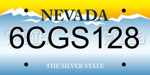 6CGS128 Nevada License Plate