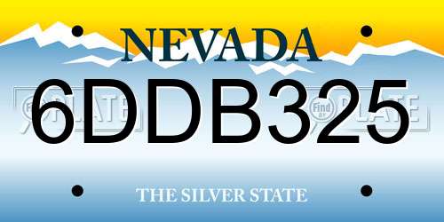6DDB325 Nevada License Plate