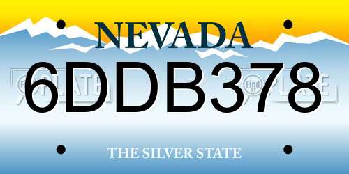 6DDB378 Nevada License Plate