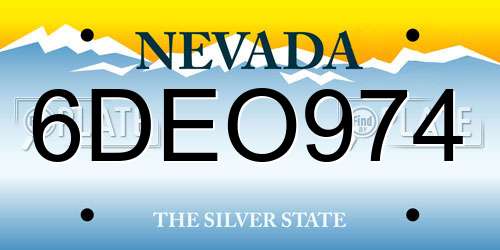 6DEO974 Nevada License Plate