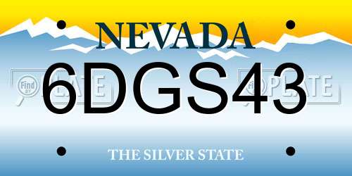 6DGS43 Nevada License Plate