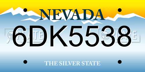 6DK5538 Nevada License Plate