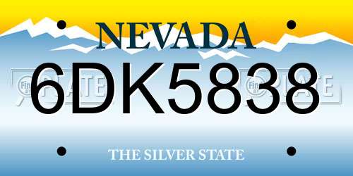6DK5838 Nevada License Plate