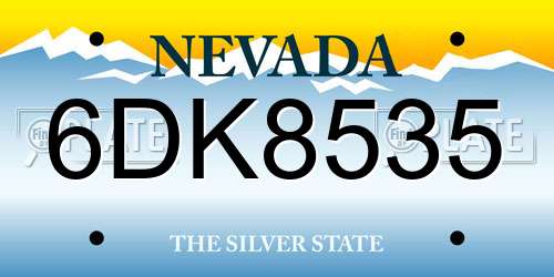 6DK8535 Nevada License Plate