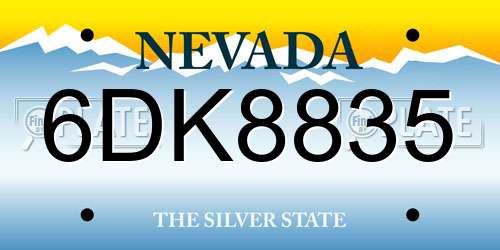 6DK8835 Nevada License Plate