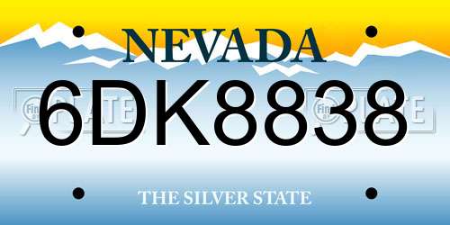 6DK8838 Nevada License Plate