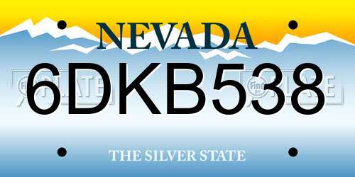 6DKB538 Nevada License Plate