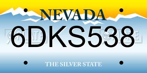 6DKS538 Nevada License Plate