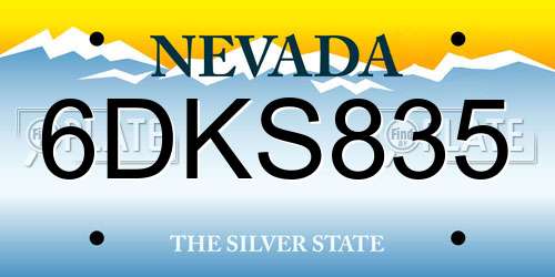 6DKS835 Nevada License Plate