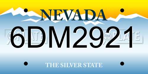 6DM2921 Nevada License Plate