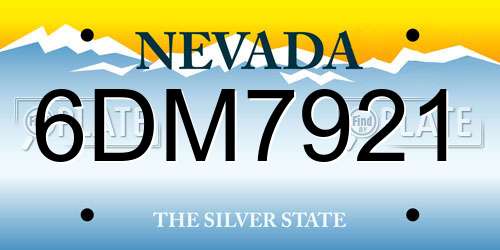 6DM7921 Nevada License Plate