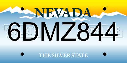 6DMZ844 Nevada License Plate