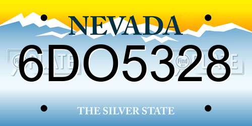 6DO5328 Nevada License Plate