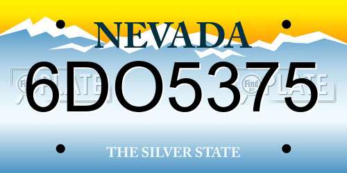 6DO5375 Nevada License Plate
