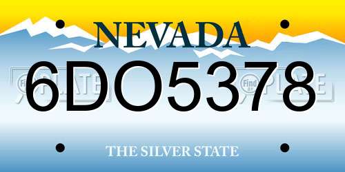6DO5378 Nevada License Plate