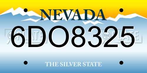 6DO8325 Nevada License Plate